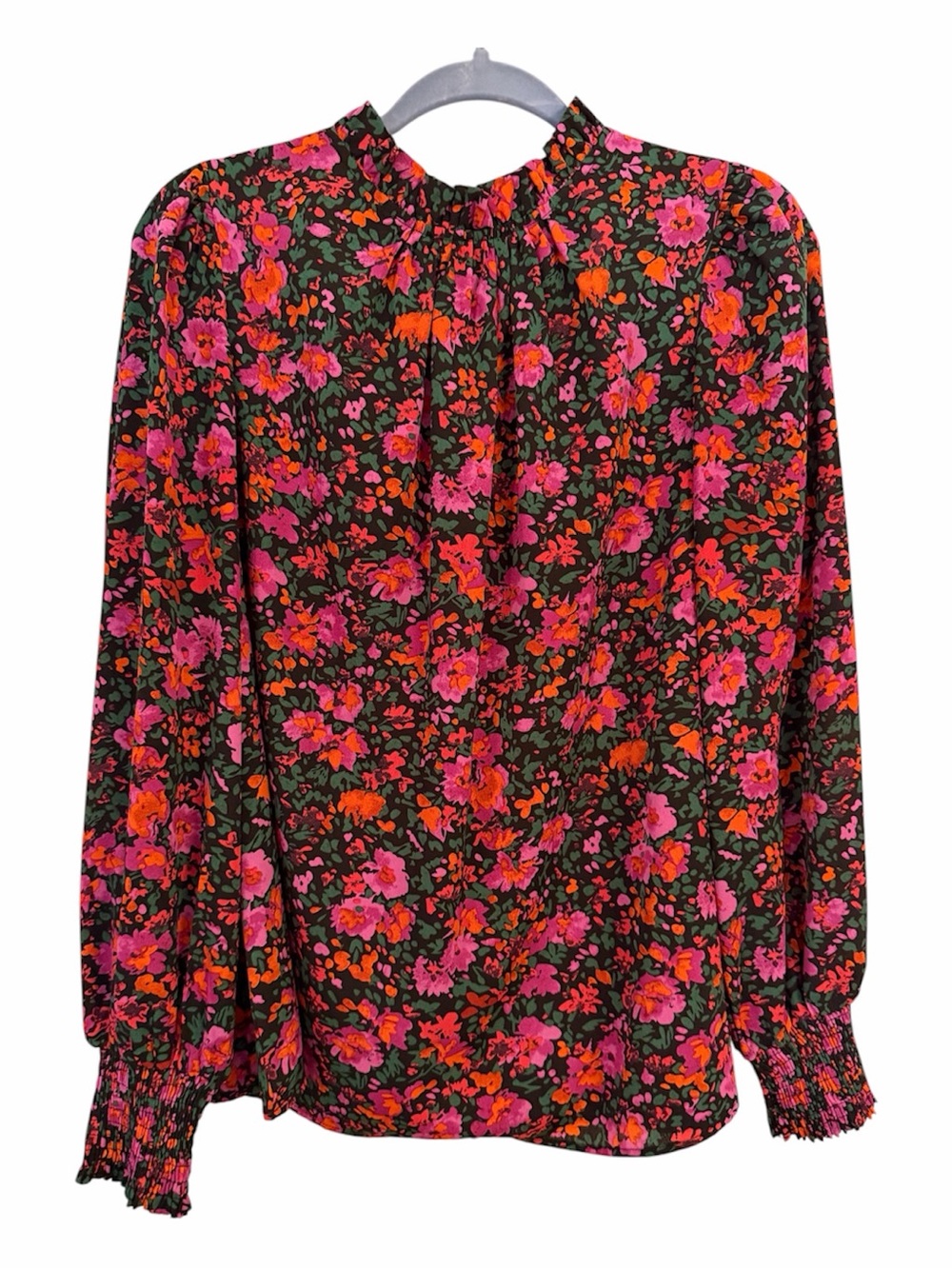 JODIFL S Relaxed Fit Can’t Change Black Floral Mock Turtleneck Blouse